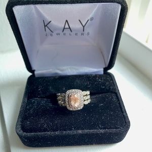 Neil Lane Oval Morganite Engagement Ring 5/8 ct tw Diamonds 14K Gold